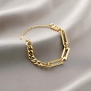 Dainty Silver Gold Men's Trendy 14K Gold Plated Waterproof Cubic Zirconia Stainless Steel Stackable Charm Bracelet Heart