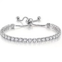 JeweBella Silver Plated Classic Adjustable Tennis Bracelets Set Crystal Rhinestone Zirconia Women Girlfriend Mother Wife Gift