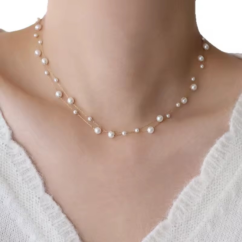 Women's 18K Gold Plated Stainless Steel Natural Pearl Heart Shape Necklace Bracelet Earrings Set Wedding Engagement Party Gift