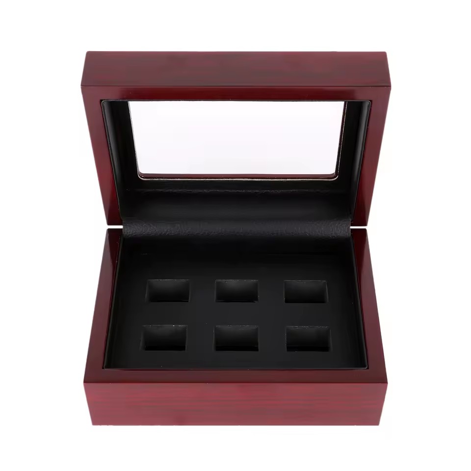 1 Piece with 6 Ring Slots Wooden Championship Ring Display Box