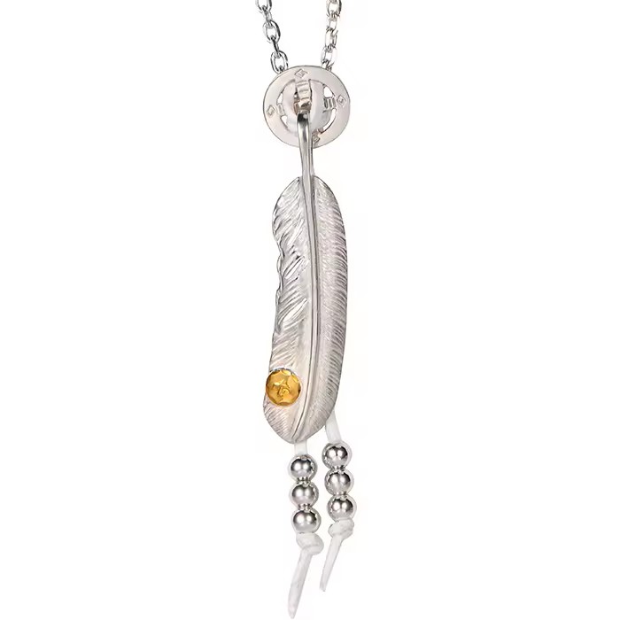 Marvelcolour Sterling Silver Eagle Feather Charms Necklace Jewelry Accessories for Men