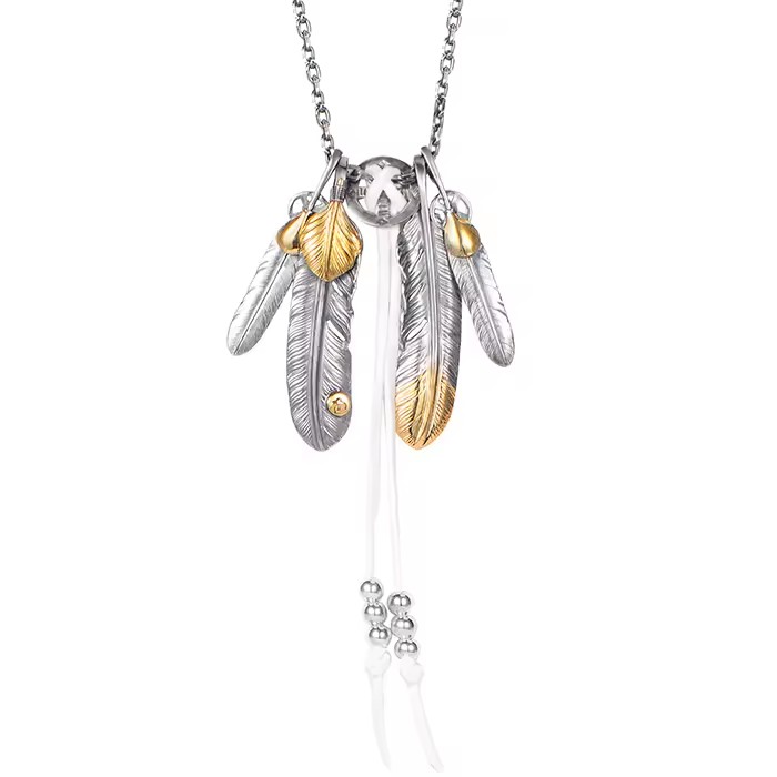 Marvelcolour 950 Sterling Silver Eagle Feather Charms Necklace Accessories for Men