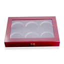 Wooden Hockey Puck Display Case with Acrylic Clear Lid, 6 Slots Matte Dustproof Storage Box for Sports Collectibles