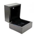 Luxury Black Wooden LED Championship Ring Box with Velvet Lining Custom Jewelry Display Case