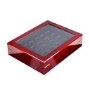 Wooden Jewelry Ring Display Box with Acrylic Clear Lid, 30 Slots PU Leather Lining Storage Case for Rings and Collectibles