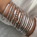 Silver Bangles Bracelets Women Multi Layer Stackable Open Set Elegance Trendy Charms Non Tarnish Minimalist Bohemia Style Gift