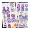 Women Jewelry Floral Earring Stud Dangle Drop Acrylic Flower Petal Purple Earrings