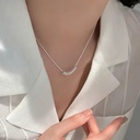 925 Sterling Silver Necklace Minimalist Style Water Wave Chain Trendy Subtly Luxurious Versatile Collar-length Piece for Women