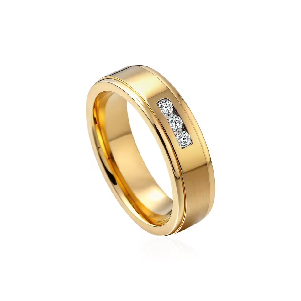 Wedding Rings for Men and Women Lover's Western Designer Jewelry 18k Gold Plated Emery Frosted TItanium Couples Ring