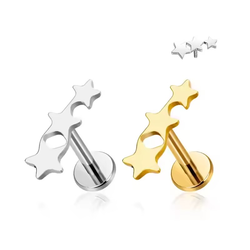 2025 F136 Titanium Lip Staples Nose Studs Women's Punk Style 16G Lip Staples Earrings Spiral Cartilage Fashion Jewelry Earrings