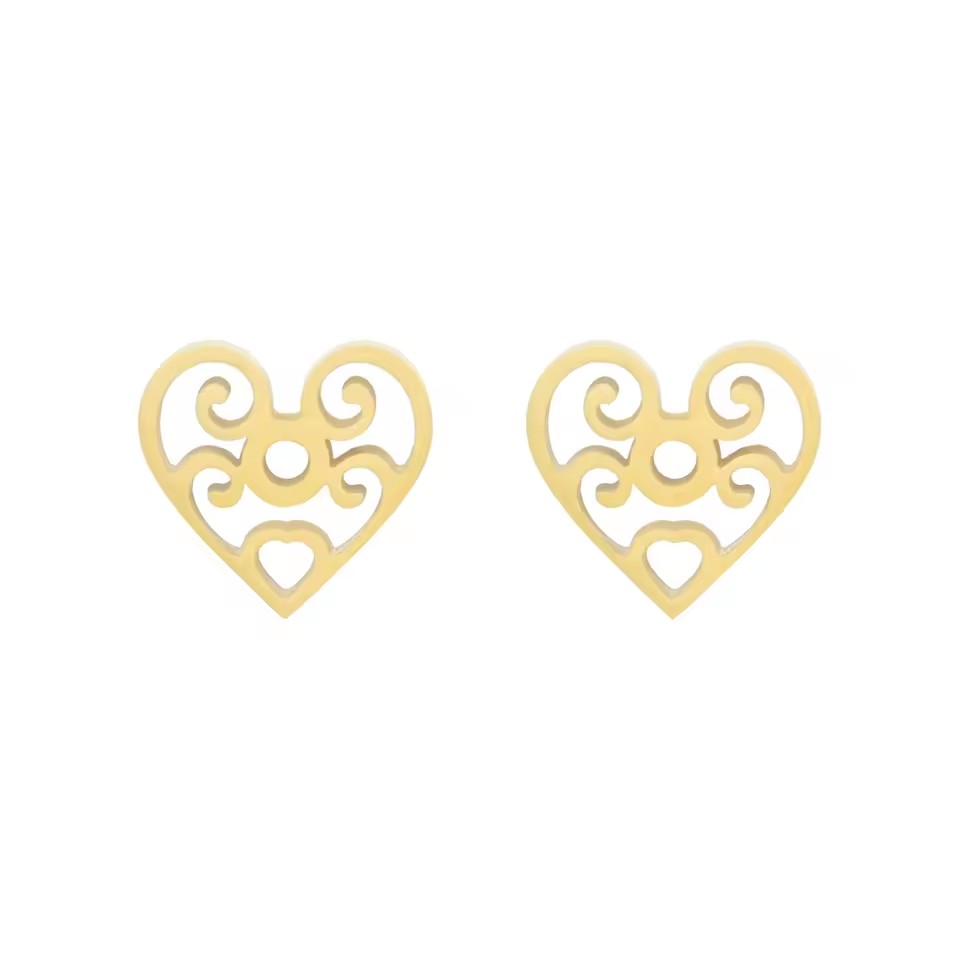 Creative Vintage Hollow Love Heart Stainless Steel Jewelry Earrings for Women