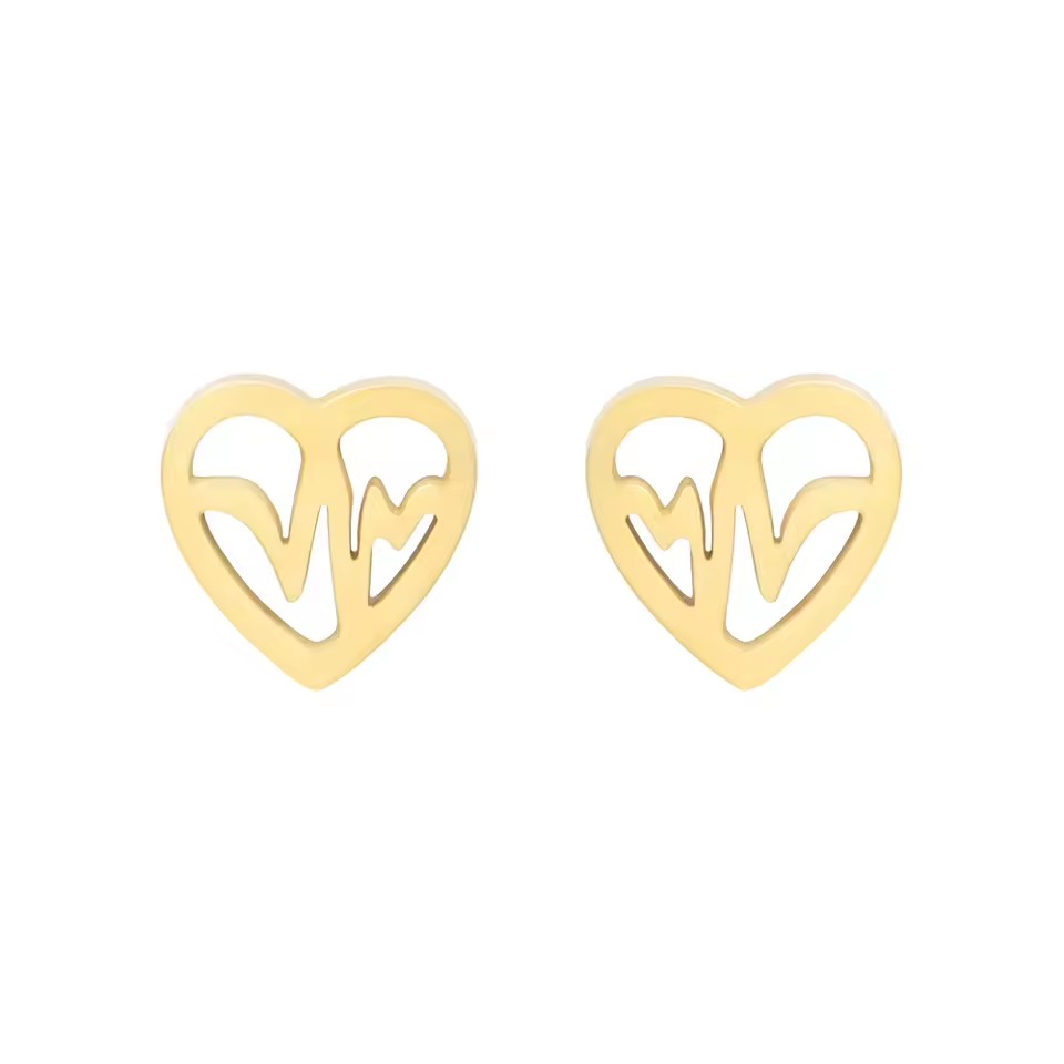 New Arrivals Heart ECG Pattern Stainless Steel Ear Jewelry for Weddings Parties