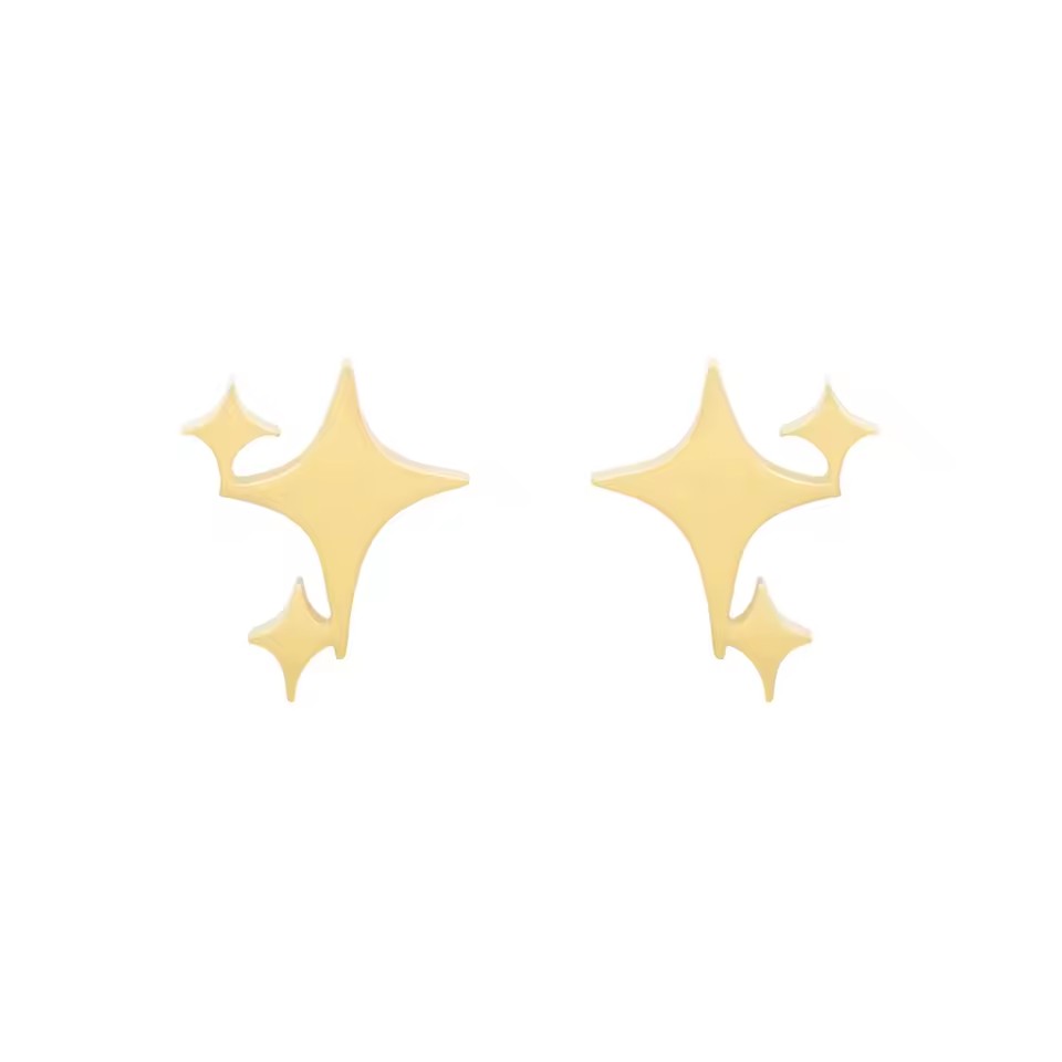 Rushed Sparkling Golden Starburst Stainless Steel Earrings for Women Girls