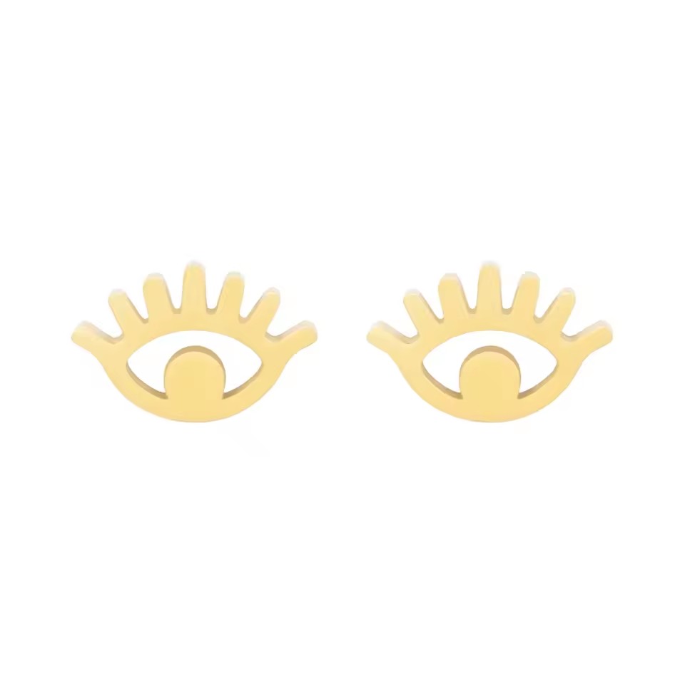 In Stock Unique Eye Shape Fashion Stainless Steel Stud Earrings for Women Girls