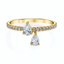 Laodun Luxury Jewelry S925 Sterling Silver Adjustable Ring Double Cubic Zircon Water Rop Ring for Women