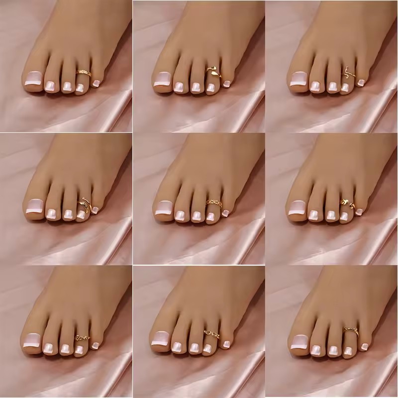 Shescity Wholesale Price Trendy Brass Body Jewelry Simple Designer Personalized Toe Ring Set Jewelry for Seaside Beach Party