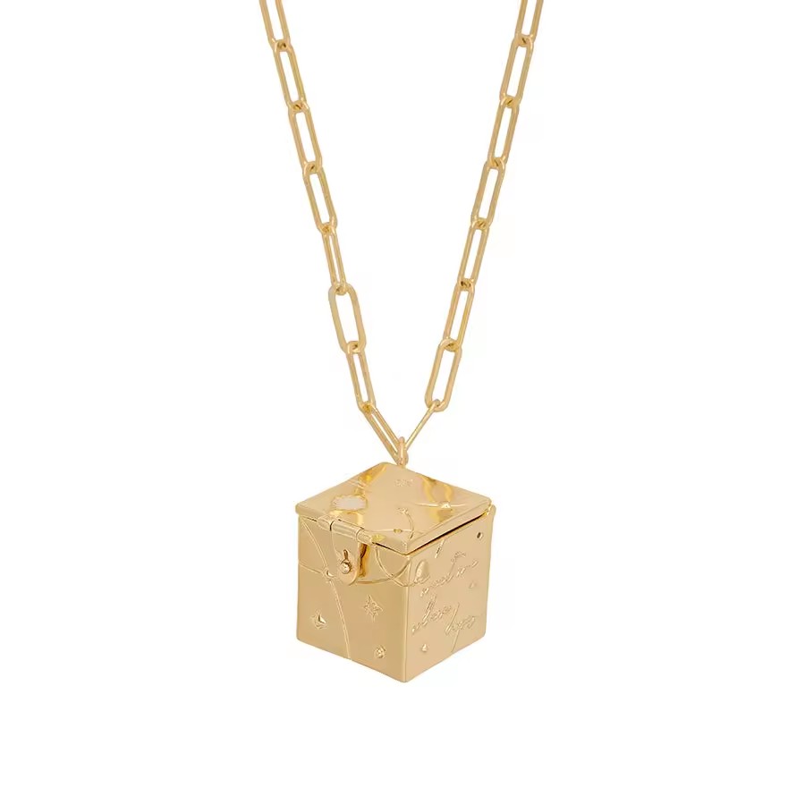New Arrivals Popular S925 Silver Necklace Cubic Pendant Zircon Classic Openable Box Charm Sterling Silver Necklace Vermeil