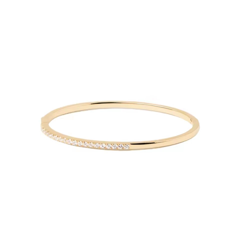 Laodun New Arrivals Fine Jewelry S925 Bangle Luxury Classic Design Pave CZ Diamond Sterling Silver Bangle Bracelet Vermeil