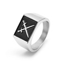 Knight Style Silver Color square Shape Rings for Men