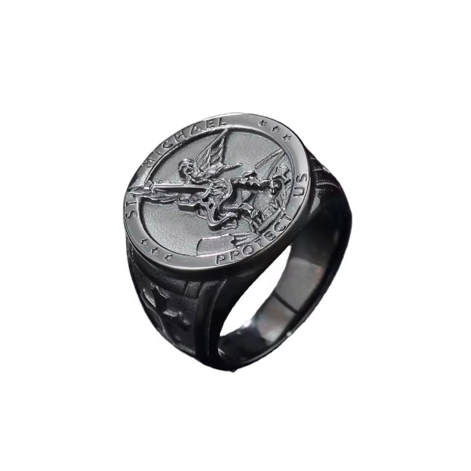 Trendy Hip Hop Men Rings Stainless Steel Fashion Signet Ring for Couple