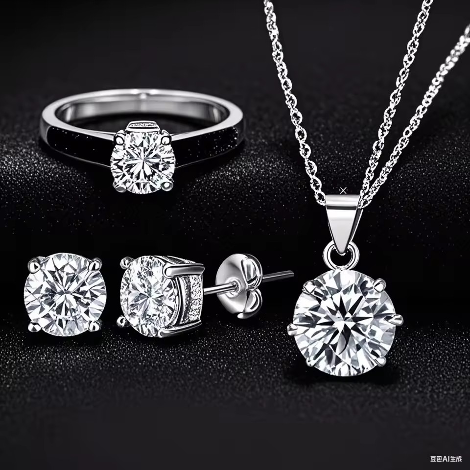 Dazzling 925 Sterling Silver Moissanite Jewelry Set for Women Anniversary Wedding Engagement Gift