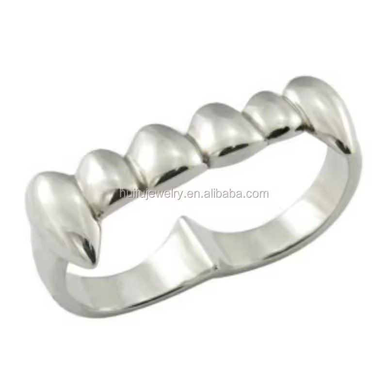 316L Stainless Steel Skull Two Fingers Ring Men Quit Smoking Ring