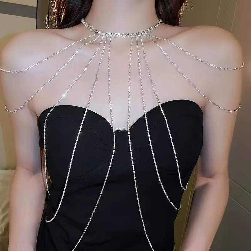 Rhinestone Body Chain Sparkling Body Jewelry Elegant Fashion Accessory for Women
