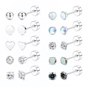 New Item Trendy Women's Daith Heart Piercing Stud Earrings Vertical Tragus Surface Stainless Steel 18K Gold Rainbow