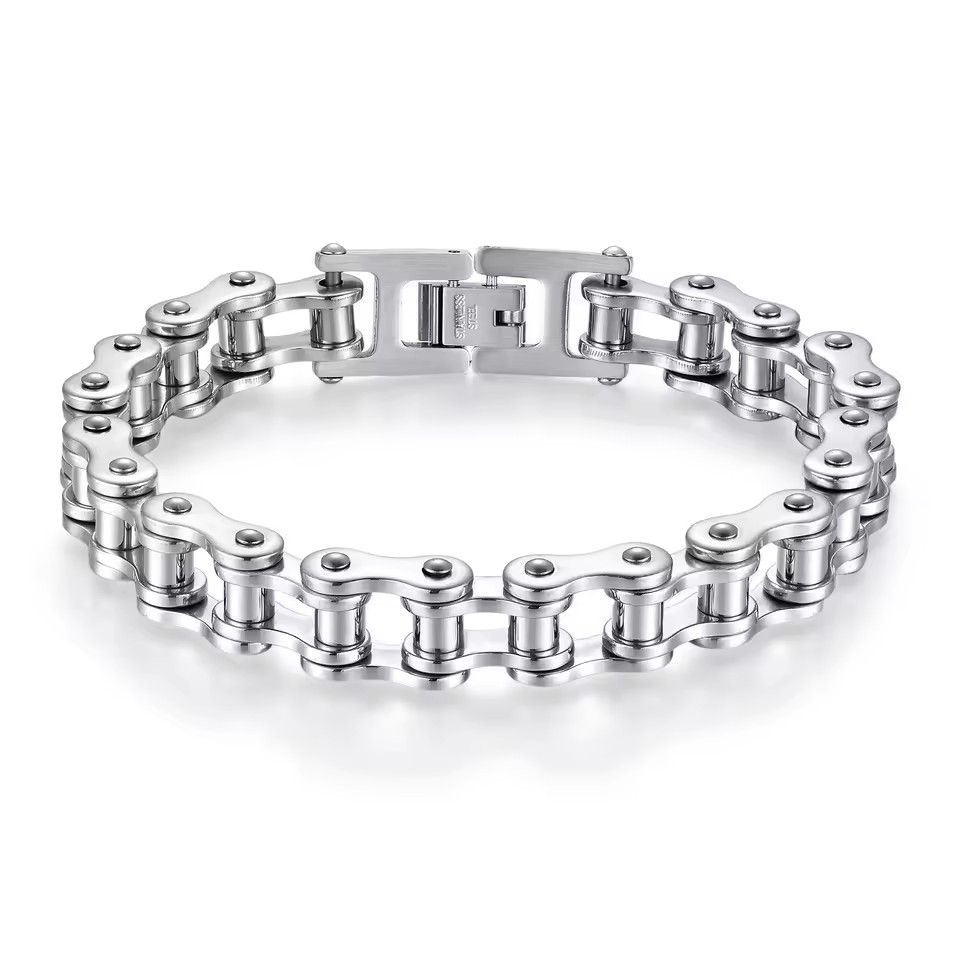 Hypoallergenic 316L Stainless Steel 18K Gold Plated Biker Chain Bracelet Motorcycle Rock Punk Jewelry for Men & Women