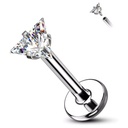 G23 Titanium Heart-shaped Zircon Piercing Screws Back Hypoallergenic Labret Lip Piercing