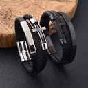Factory Sell Stainless Steel Magnetic Bracelet Men Wholesale Leather Blanks Private Label Silver Black Steel Bracelet