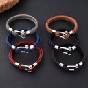 Wholesale Price Leather Bracelet Hand Woven Genuine Leather Men Bracelet 316 Stainless Steel Fashion Design