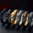 Vintage Dragon Head Shaped Scale Chain Structure Stainless Steel Men's Bracelet Trendy 3D HipHop Animal Accessory