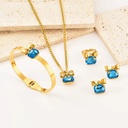 Stainless Steel Set Fashion Women Design Butterfly Necklace Earrings Ring Set
