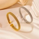 2026 Wholesale Trendy Open Twist Braided Flat Mesh Stainless Steel C-Shaped & Oval Cross Patterned Bracelets Gift for Men Women