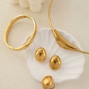 Temperament High Sense Oval Necklace Bracelet Earrings Ring Stainless Steel Jewelry Set Wholesale