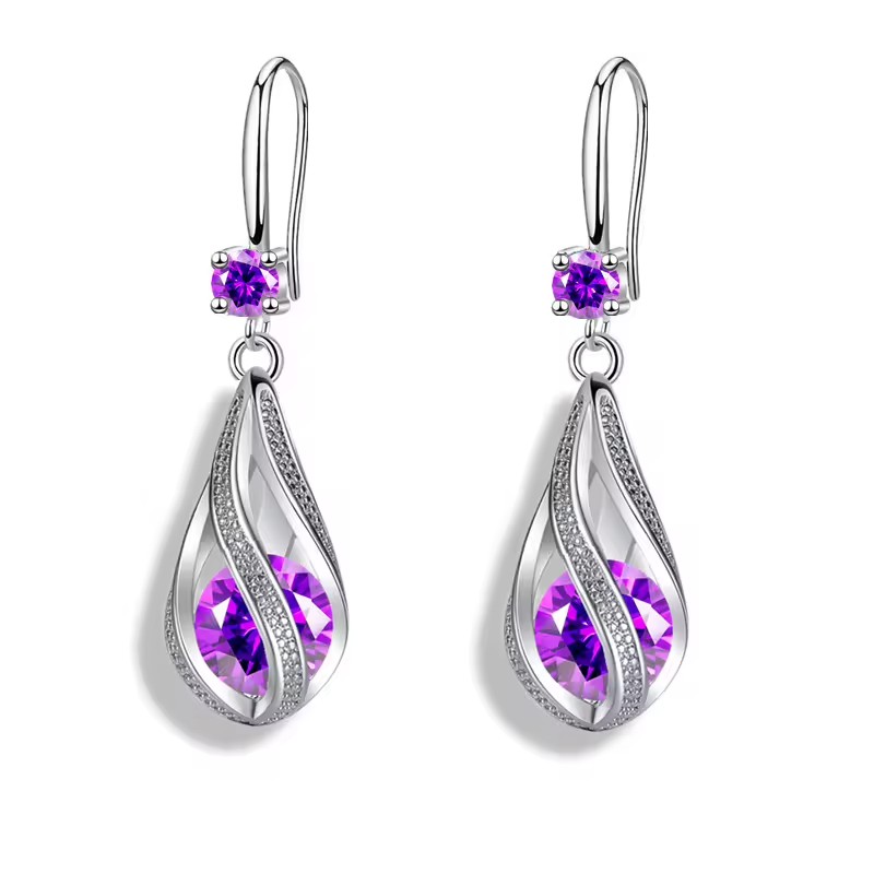 2025 New Style Brass Artificial Crystal Drop Earrings Hypoallergenic Dangle Wedding Jewelry for Ladies