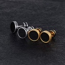 Hot Selling Men's Stainless Steel Ear Studs Gold Electroplated Trendy Flat Pie Type Earrings Anti Allergy Piercing Ear Studs