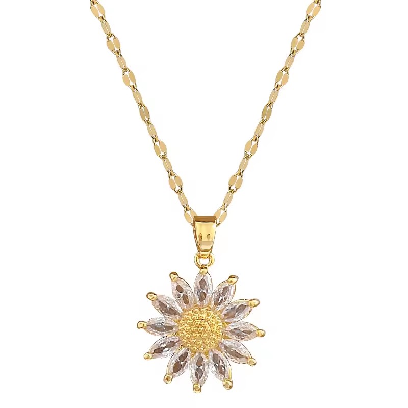 Women's Elegant Shining Titanium Steel Necklace Micro Diamond Inlay Moon Full Design Light Luxury Internet Fashion Chains