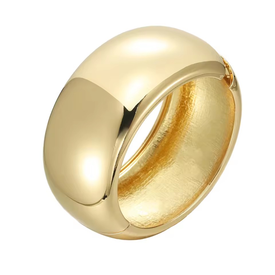 European and American Simplicity Fashion Bracelet Wide Border Gold Alloy Bangle for Women