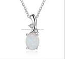 925 Silver Pendant Necklace Opal Inlay for Women Festival Gift Lovers Engagement Gift