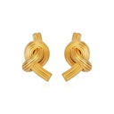 Unique Designer Twist Stainless Steel Stud Earrings Waterproof Women Daily Outfit Decor Ear Jewelry Gift
