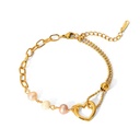 Trendy Irregular Pearl Beaded Stainless Steel Bracelet, Heart Star Adjustable Vintage Wrist Bangle Accessories