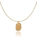 Trendy Embossed Rose Pendant Stainless Steel Necklace, Vintage Style Long Elegant Sweater Chain Accessories