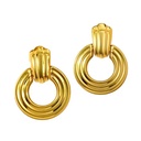 Women's European American Retro Personality Geometric Large Huggie Earrings Exaggerated Design Electroplated Stainless Steel Ear