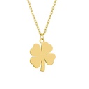 Trendy Four Leaf Clover Pendant Stainless Steel Necklace, Lucky Meaning Long Versatile Elegant Sweater Chain Accessories
