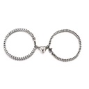 Double Heart Magnetic Couple Wrist Band, Waterproof Non Tarnish Stainless Steel Magnet Bracelet for Anniversary Gift
