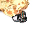 Jewelry 8mm Dome Black Ceramic Opal and Koa Wood Inlay Man's Dainty Ring