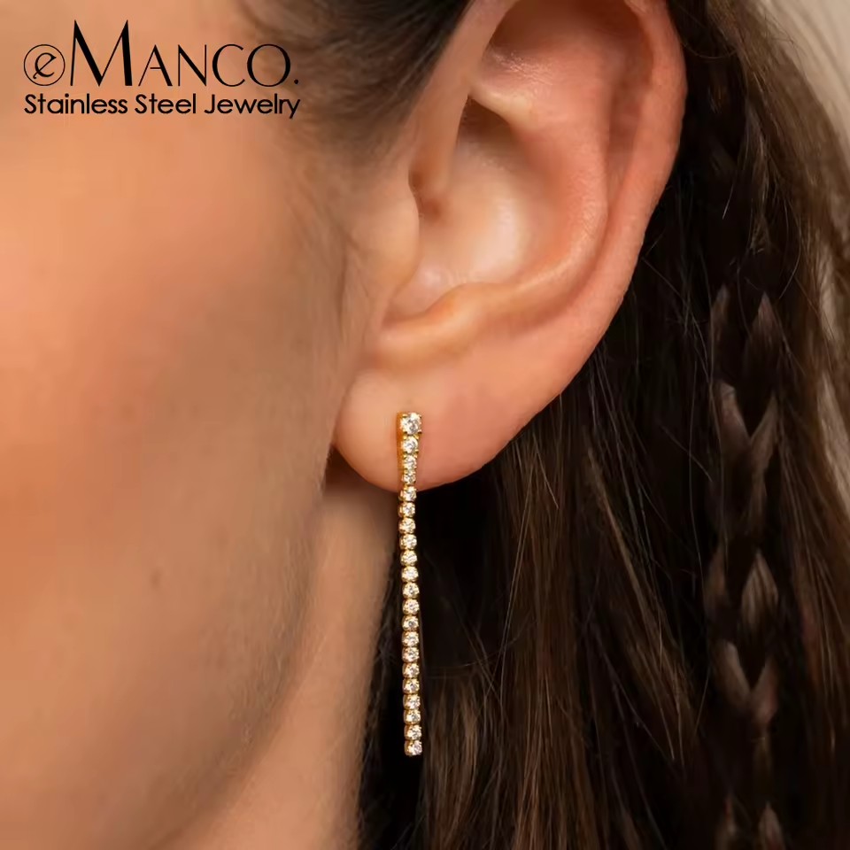 Emanco Best-selling Earrings Creative Design Fringe Zircon Luxury Earrings Date Social Multifunctional Shiny Pendant Earrings