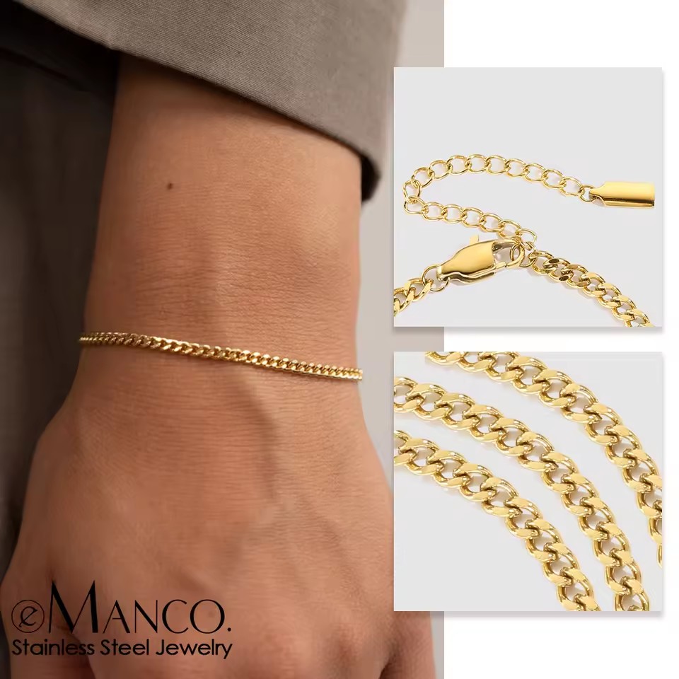 Emanco Bracelet Minimalist Vintage Cuban Chain Jewelry Minimalist and Personalized Accessory Adjustable Bracelet